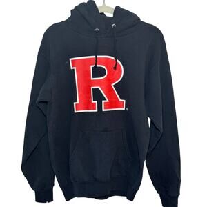 Distressed Rutgers University Black Size Small Pullover Hoodie Sweatshirt